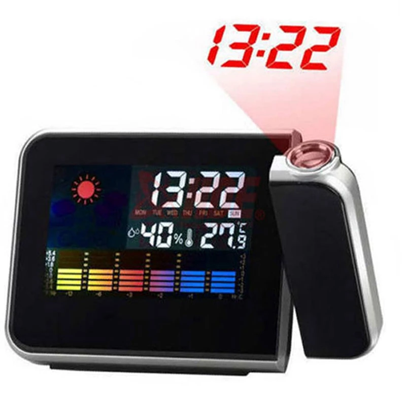 LED Color Projection Projection Alarm Clock Weather Electronic Lazy