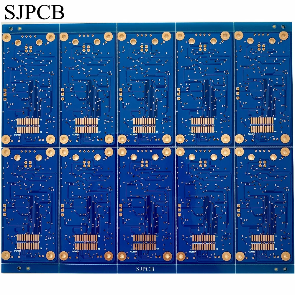 

SJPCB 4 Layer ENIG Immersion Gold Blue Custom Production and Fiducial Holes Panel by V-scoring Cut