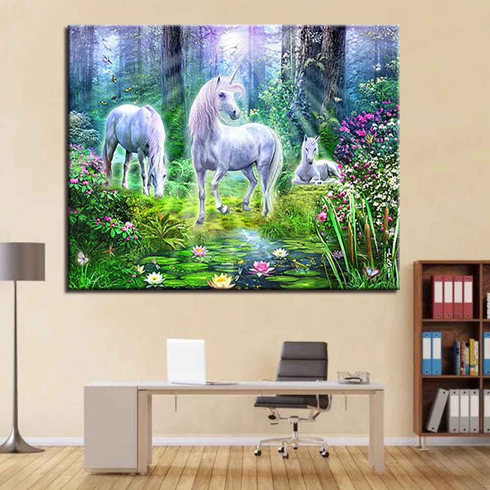 Y5697 DIY наборы по номерам картина животное лошадь акриловая раскраска на холсте модные картины картина с изображением единорога для украшения дома рамка - Цвет: Y5697