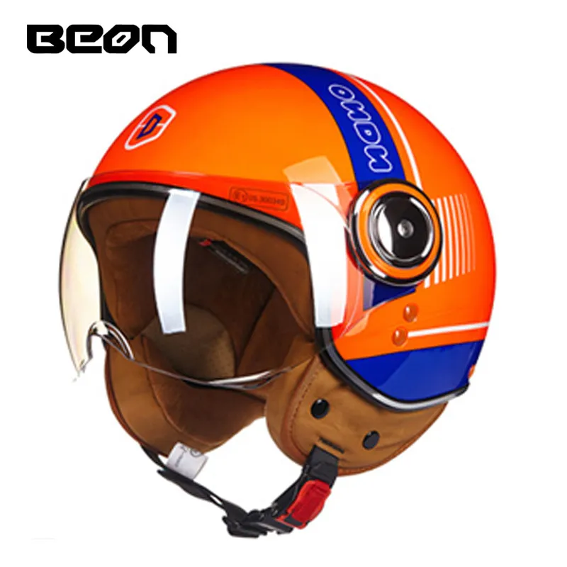 BEON B110B с открытым лицом 3/4 мотоциклетный шлем Casco Capacete, винтажный Ретро шлем, шлем для скутера ECE - Color: 16