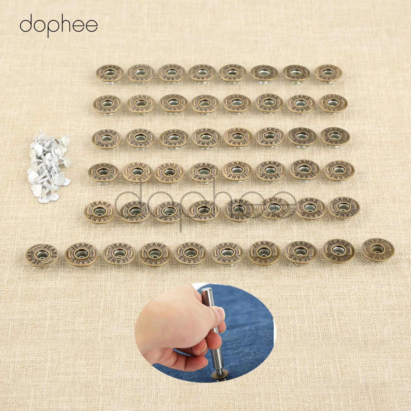 Dophee/50 шт. 20 мм бронзовые металлические джинсовые пуговицы с случайным смешанным