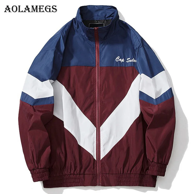 Aolamegs Jackets Men Letter Patchwork Jacket Loose Tracksuit Fashion High Street Coats Hip Hop Male Autumn Windproof Streetwear Aolamegs Jackets Men Letter Patchwork Jacket Loose Tracksuit Fashion High Street Coats Hip Hop Male Autumn Windproof Streetwear