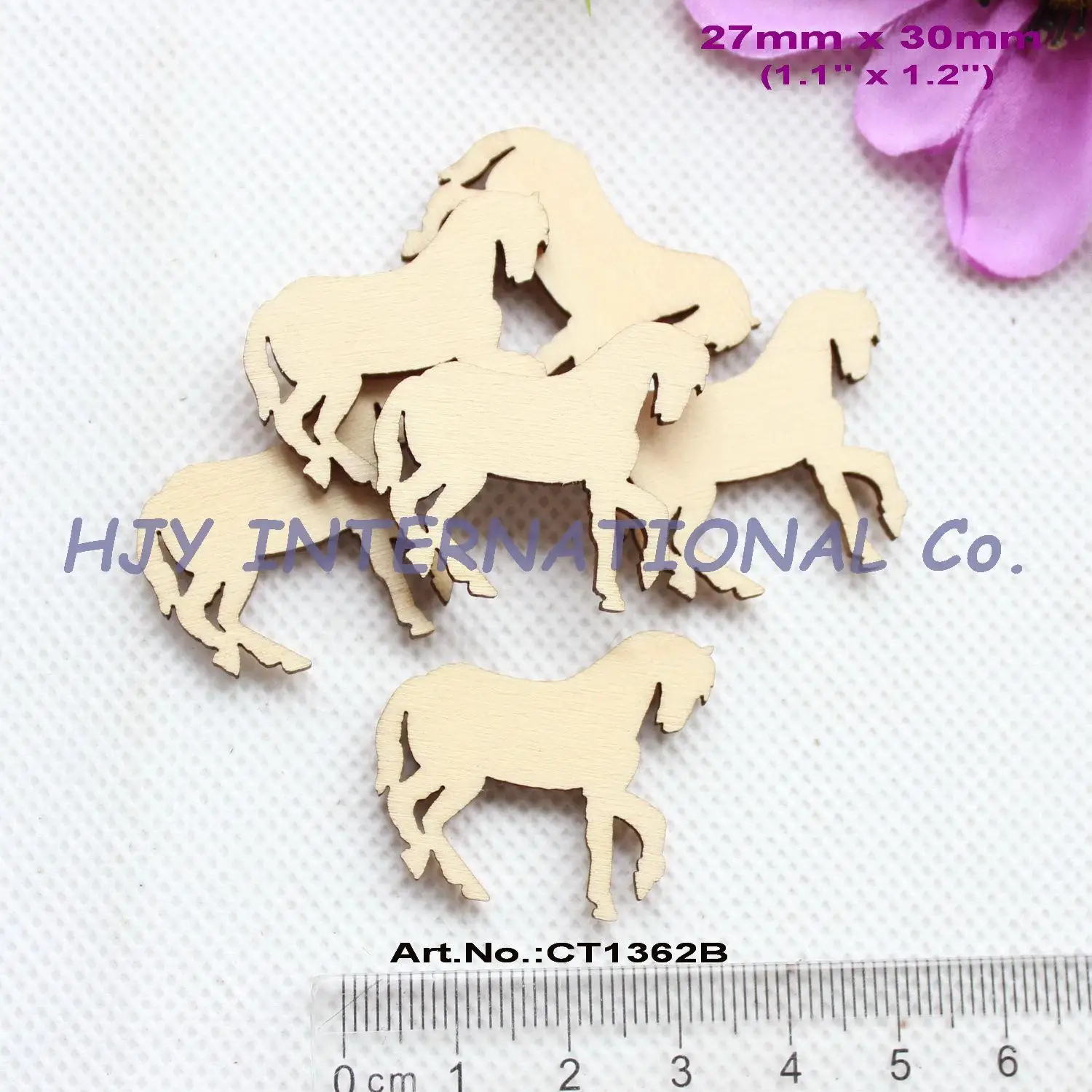(120pcs/lot) 30mm Natural Blank Wooden Horse Ornaments Rustic Wood