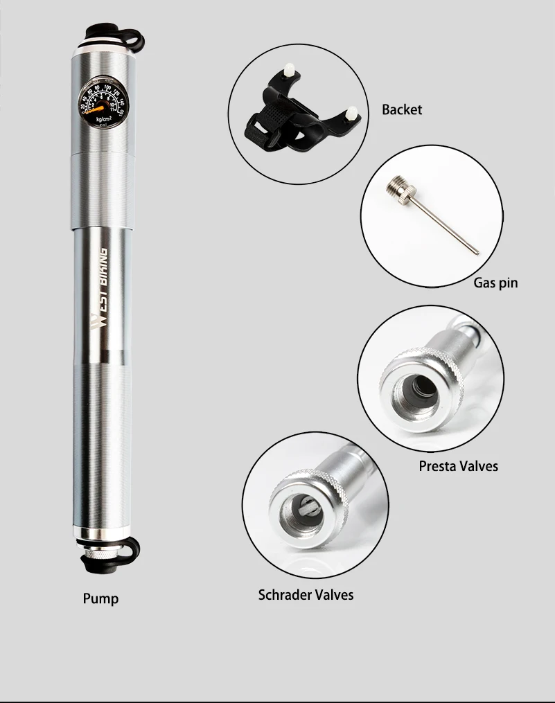 Pompe Vélo électrique Mini Pompe à Vélo Avec Manomètre - SHIPENOPHY - Valves Presta Et Sport Velo - Blanc Mini Compresseur Velo