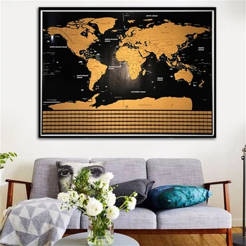 

Scratch off World Map Deluxe Erase Black World Map Personalized Travel Scratch for Map Room Home Painting Decor Wall Stickers
