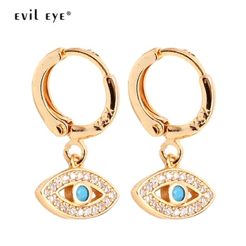 

EVIL EYE Gold Color Drop Earrings Micro Pave Turkish Eye Small Hanging Dangle Earrings Fashion Jewelry for Women Ladies EY6341