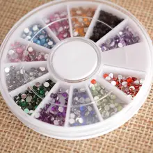 12 цветов, 500 шт, 2,0 мм, блестящие стразы, драгоценные камни, круглые колеса, декор для ногтей