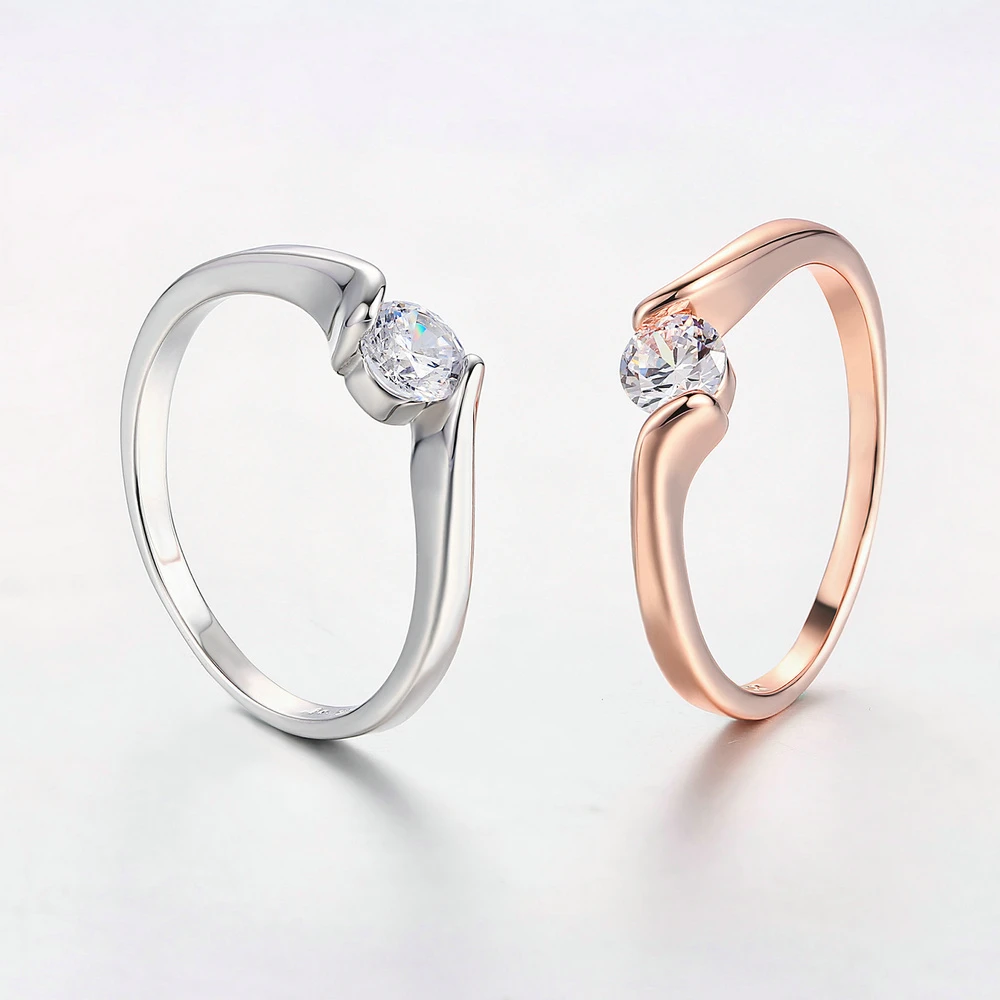 Simple Style Wedding Ring For Women AAA+ Cubic Zirconia Rose White Gold Color Austrian Crystal Gift Fashion Jewelry R239 R422