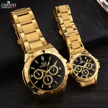CHENXI Lovers Quartz Montres Femmes Hommes Or Poignet Montres Top Marque De Luxe Femme Homme Horloge IPG Or Acier Montres PENGNATATE