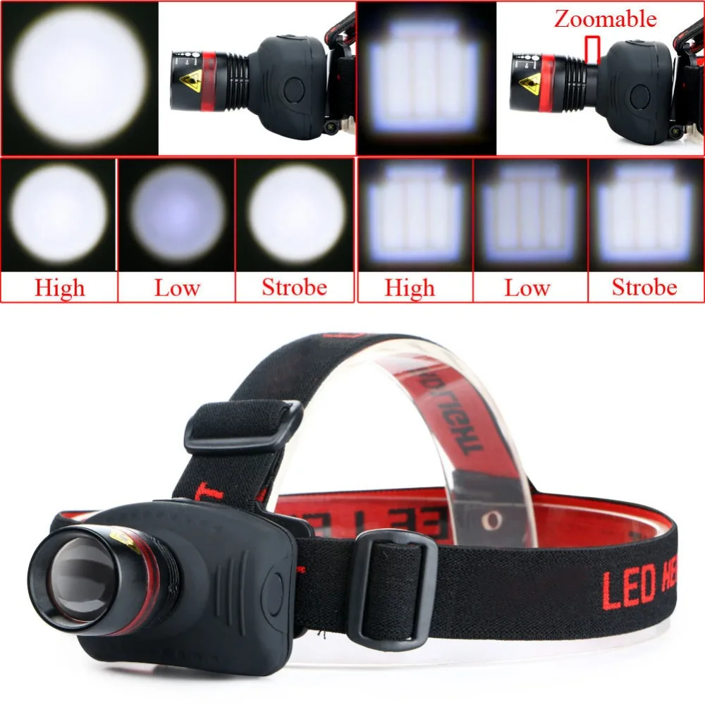 Led Headlamp Headlight Flashlight Q5 1000 Lumens Zoom Adjustable