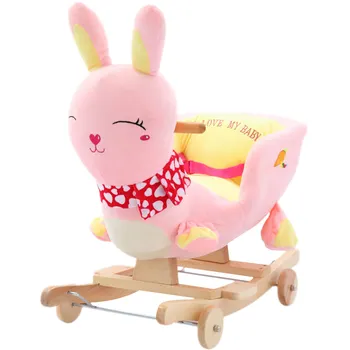 

Kingtoy Plush Baby Rocking Chair Children Wood Swing Seat Kids Outdoor Ride on Rocking Stroller Toy