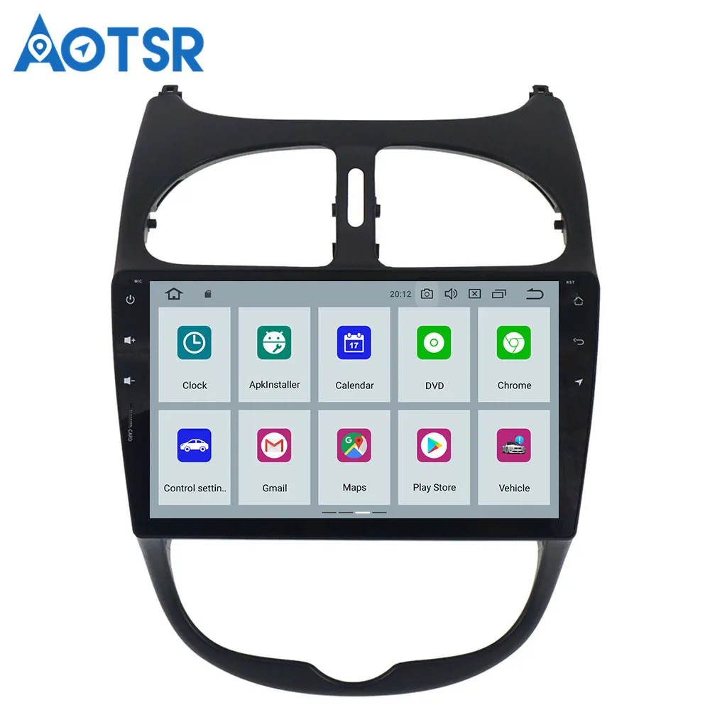 Sale 9" IPS Android 9.0 Car Stereo Auto Radio For Peugeot 206 2000-2016 FM Audio Video Multimedia GPS Navigation Backup Camera No DVD 2