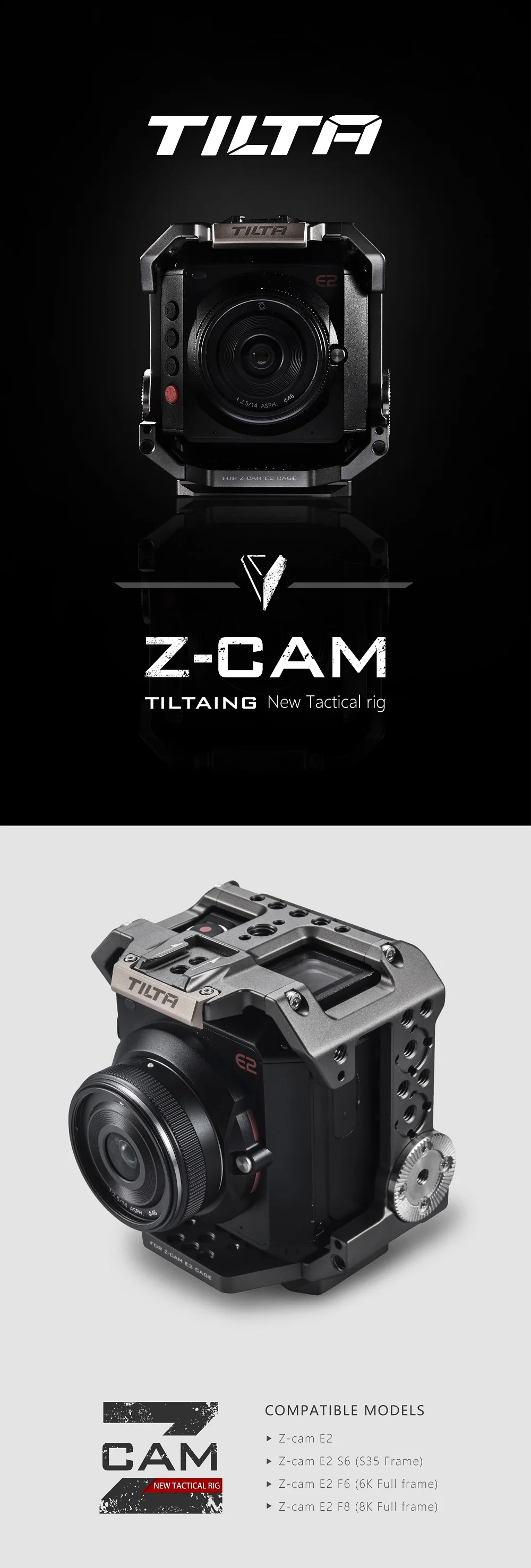 Tilta Cage Z-CAM E2 DSLR камера клетка установка для Z-cam E2 S6 F6 F8 камера W 1/4 3/8 резьбовые отверстия для микрофона Z Cam клетка