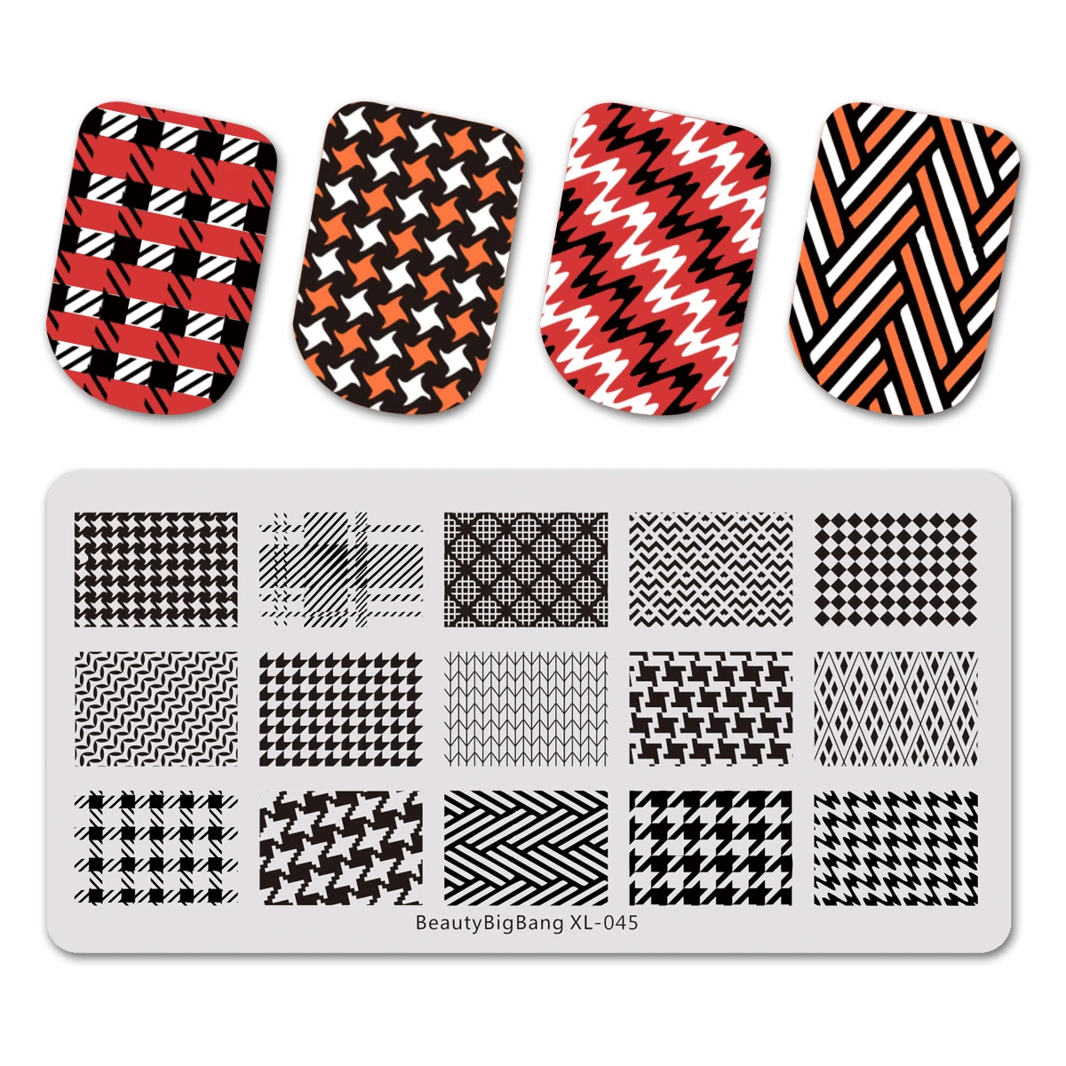 BEAUTYBIGBANG 6*12cm Nail Art Stamping Plates Rectangle Template Square Geometric stitching Sweater Pattern Flower XL042 - Цвет: 684467770425