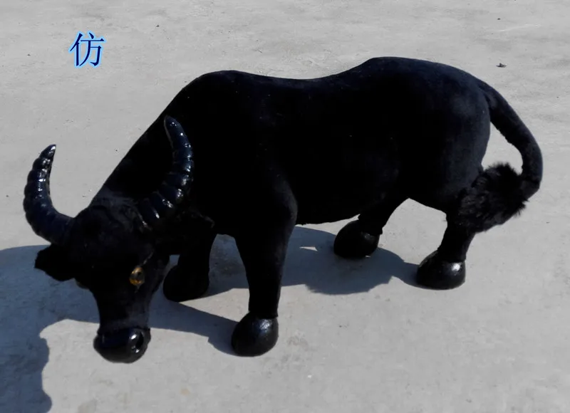 

large 35x18CM black buffalo cattle model,polyethylene&furs handicraft Figurines home decoration toy gift a2707