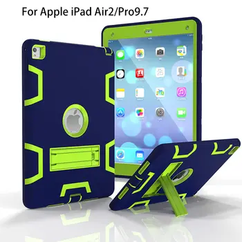 

Armor Case For Apple iPad Air 2 / Pro 9.7" Cases Back Cover Tablet Rubber+PC Shockproof Hybrid Heavy Duty With Kickstand Funda