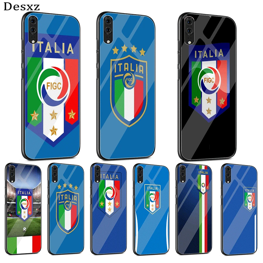 

Desxz Glass Phone Case For Huawei Mate Honor 8X 9 10 7A 20 P30 P20 P10 Lite Pro P Smart Cover Italia Football Team Logo Bag