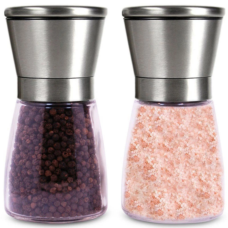 JX-LCLYL 1pc NEW Stainless Steel Pepper Mill Salt Spice Glass Bottle Grinder Kitchen Tool