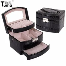 Авто крокодиловая кожа высококлассная трехслойная Изысканная шкатулка для украшений, косметичка, настоятельно рекомендуется, новинка