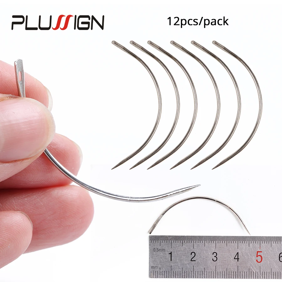 

Plussign Good Quality 12 Pcs Wig Making Pins Needles Set C Curved Needles Hair Weave Needles For Wig Making Modelling And Crafts