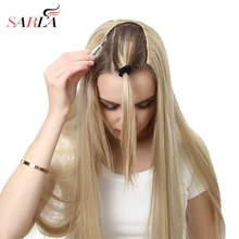 SARLA 24″ 170g U-Part Clip in Hair Extension Straight & Wavy Ombre One Piece Head Long Natural False Synthetic Hairpieces