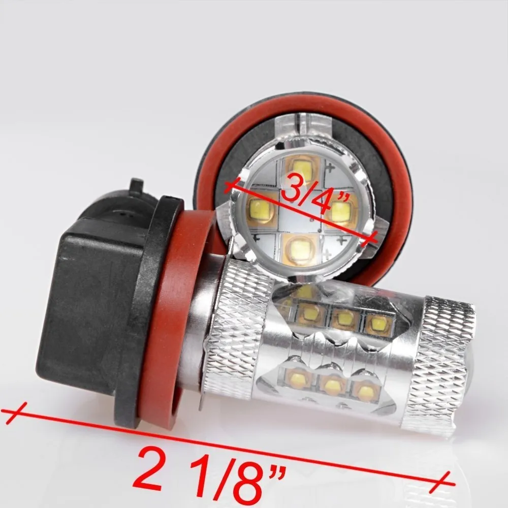 2 шт./лот 12-24 В DC H11 PGJ19-2 80 Вт CREE EPISTAR высокой мощности Светодиодный спереди туман автомобилей белый лампы дальнего Canbus Нет Ошибка