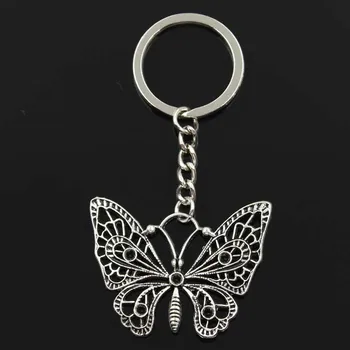 

Fashion Hollow Butterfly 48x38mm Pendant 30mm Key Ring Chain Bronze Silver Color Men Car Gift Souvenirs Keychain Dropshipping