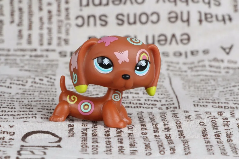 New font b pet b font Genuine Original LPS 1010 Dachshund brown postcard Tattoo puppy dog