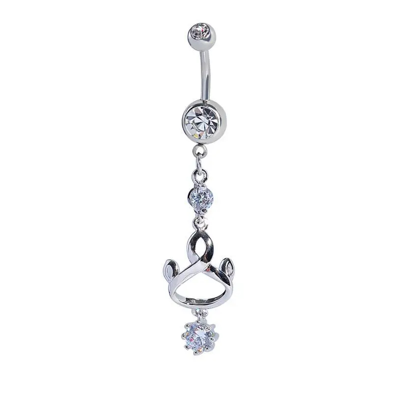 23311 New Charm Dangle Rhinestone Heart Style Body...