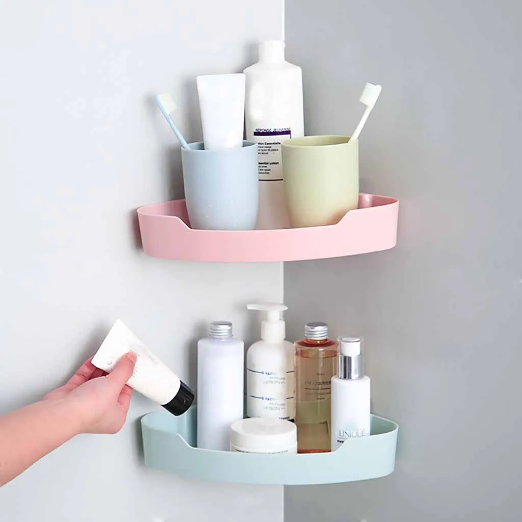 

Plastic Suction Cup Bathroom Kitchen Storage Rack Corner Organizer Shower Shelf Rangement Salle De Bain Bathroom Storage Rack