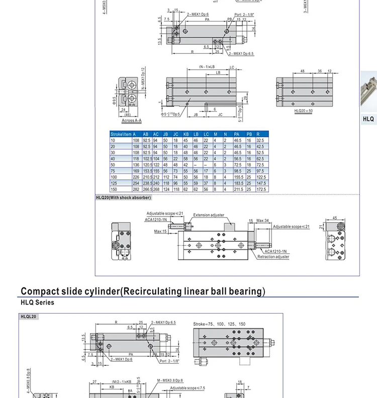 HLQ25X10BS/20BS/30BS/40BS/50BS/40 S/50 S/10SAS/20SAS/30SAS/40SAS AIRTAC раздвижной Настольный цилиндр