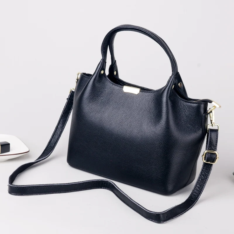 bolsa de cubo cuero genuino mujer, повседневная сумка-тоут с короткими ручками, кошелек, сумка