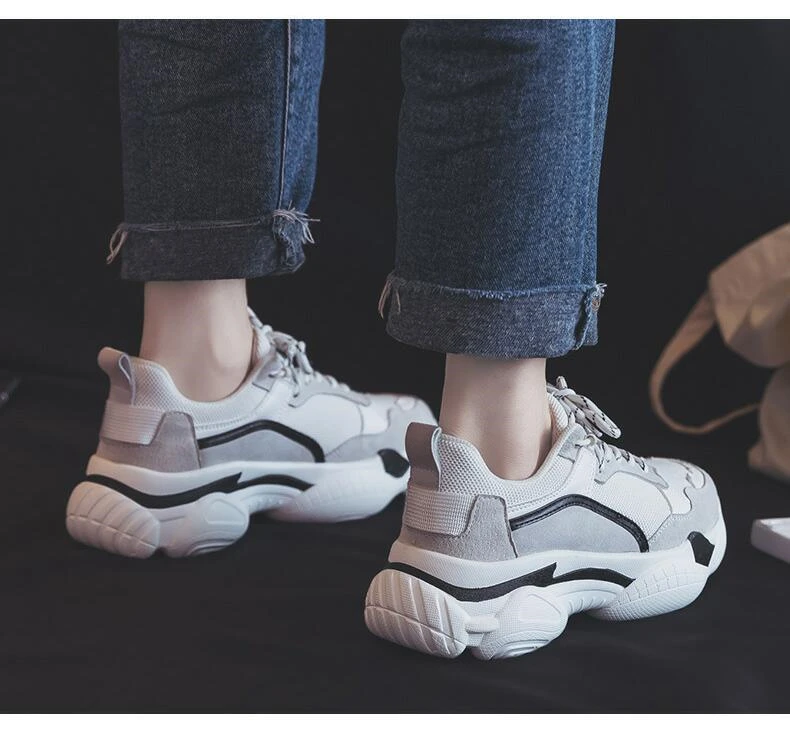 {D& Henlu}/белые кроссовки; Chaussure Femme; обувь для бега; женские дышащие кроссовки на платформе 5 см, визуально увеличивающие рост; женские кроссовки; Bambas Mujer;