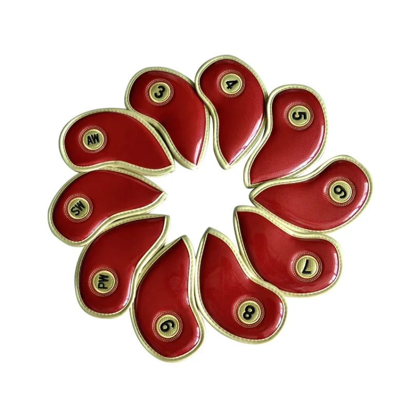 10 Pcs جولف الحديد غطاء رأس غطاء رأس مع إغلاق سميكة بو الجلود نادي رؤساء غرامة نادي الغولف غطاء