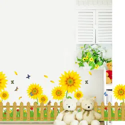 Плинтус Подсолнух садовое растение, цветок Гостиная Спальня украшение самостоятельно наклейки на стену
