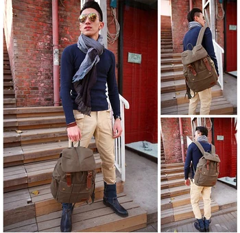 

2019 Backpack Straw String Travel Bag Washed Canvas Bag with Leather Rucksack Popular Backpack FA$B Women bag