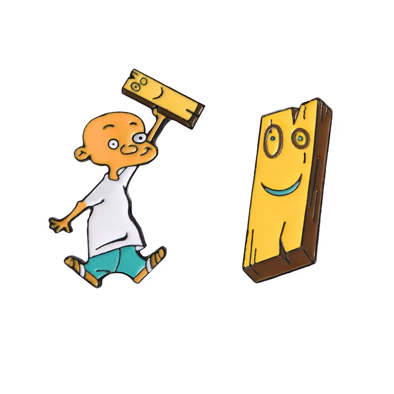 

Cute Cartoon Bald Boy Metal Enamel Brooch Creative Fashion Wood Candy Badge Pin Charm Trendy Child Backpack Hat Jewelry Gift