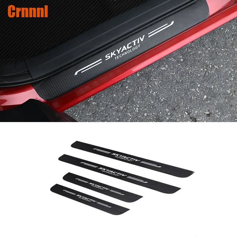 

PU leather Carbon fiber Car-styling Door Sill Scuff Plate Car Accessories For Mazda CX5 CX-5 2017 2018