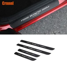 PU de couro De fibra de Carbono Carro-styling CX5 CX-5 Soleira Da Porta Placa de Chinelo Acessórios Do Carro Para Mazda 2017 2018