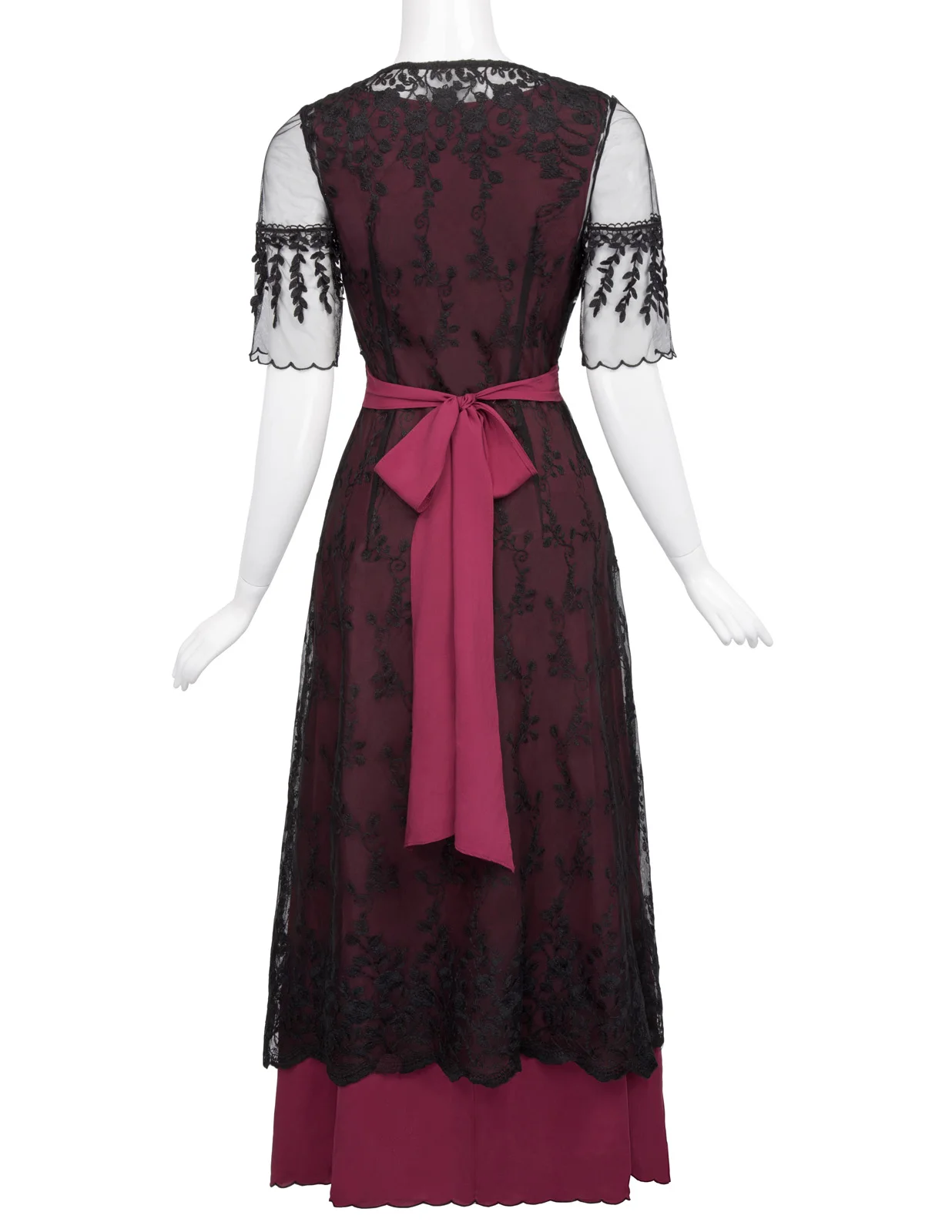 

Women Victorian See-though Sleeves Lace Long Maxi Edwardian Evening Party Dress