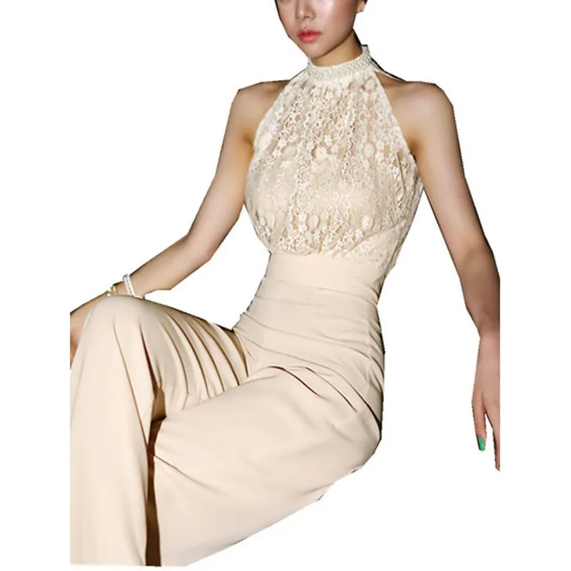 

New runway Sexy Vestido 2018 Self Portrait Rompers Patchwork Jumpsuit Female Sleeveless Lace Overall Trousers Party Playsuit