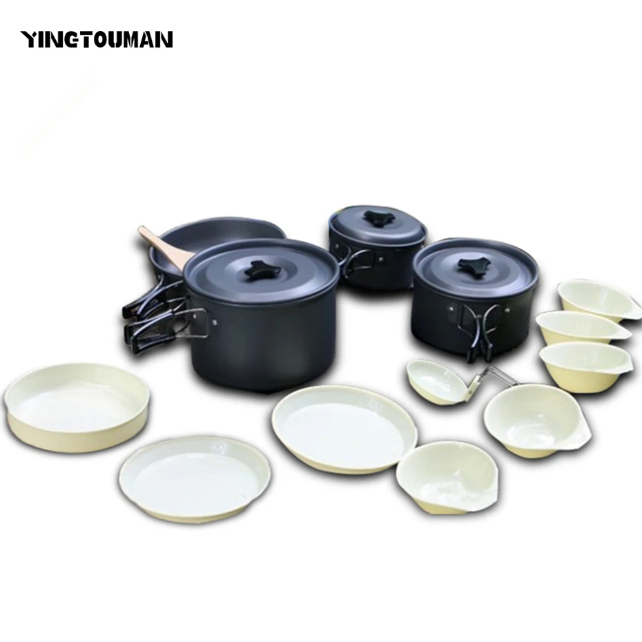 Yingtouman nueva llegada antiadherente 13 unids portátil al aire libre Utensilios de cocina olla de aleación de aluminio tazón camping plegable picnic set de cocina Yingtouman nueva llegada antiadherente 13 unids portátil al aire libre Utensilios de cocina olla de aleación de aluminio tazón camping plegable picnic set de cocina