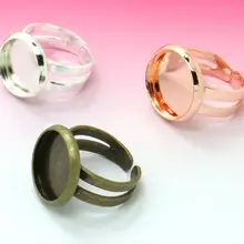 10 шт. 12 мм античная бронза/серебро/розовое золото кольцо основание под кабошон пустой для Кабошон Камея DIY Мода регулируемое кольцо