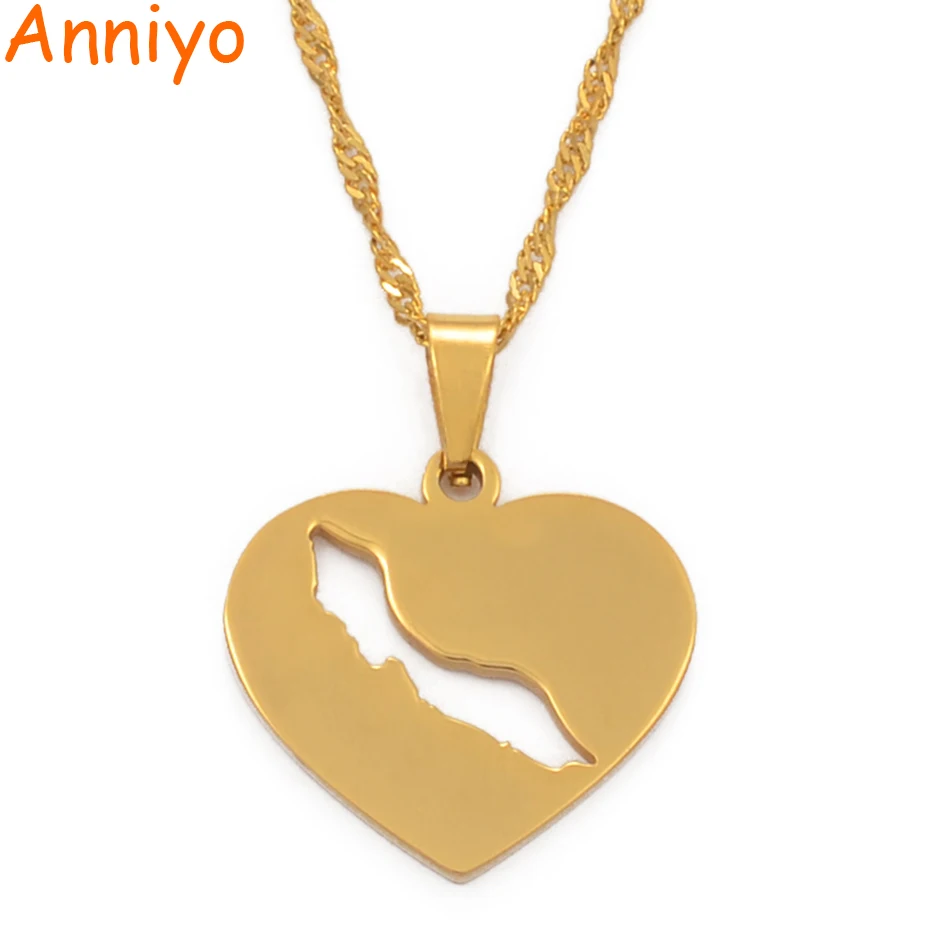 Anniyo/Сердце курасао острова карта кулон ожерелье золотой цвет ювелирные изделия