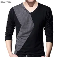 Hot Sale Men’s Slim Fit Stitching T-Shirt Crew Neck Long Sleeve Shirts Fashion Casual Youths Tops Size
