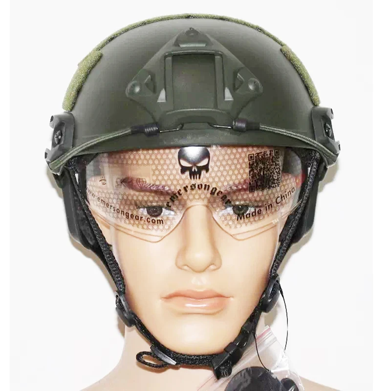 

Military Army FAST MICH Type Tactical Helmet With Protective Goggle Adjustable Chin Strap For Airsoft Paintball Base Jump Helmet