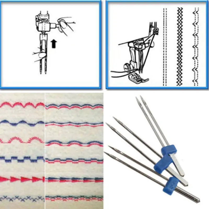3 шт./компл. Размеры 2,0/90-3,0/90-4,0/90 Сталь Twin Двойная игла швейной машины иглы штыри ткани декор рукоделие Вязание иглы