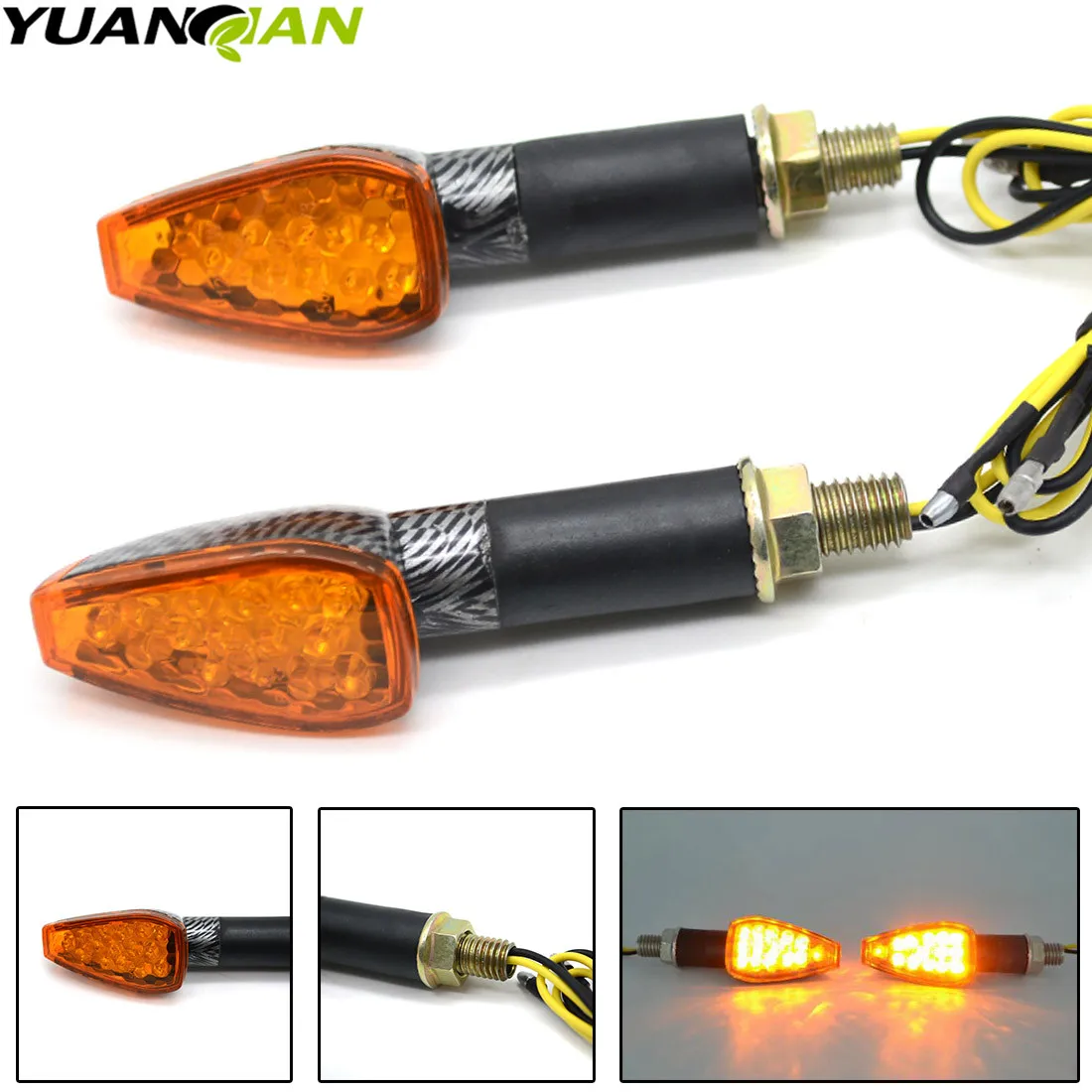 2Pcs /Set 12V Universal 15 LED Flashing Motorcycle Turn Signal