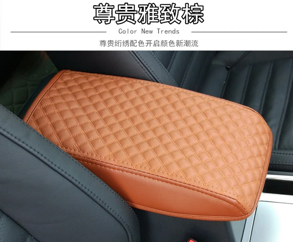 

Leather Car Armrest Pad Covers Universal Center Console Auto Seat Armrests Box Pads Black Armrest Storage Protection Cushion