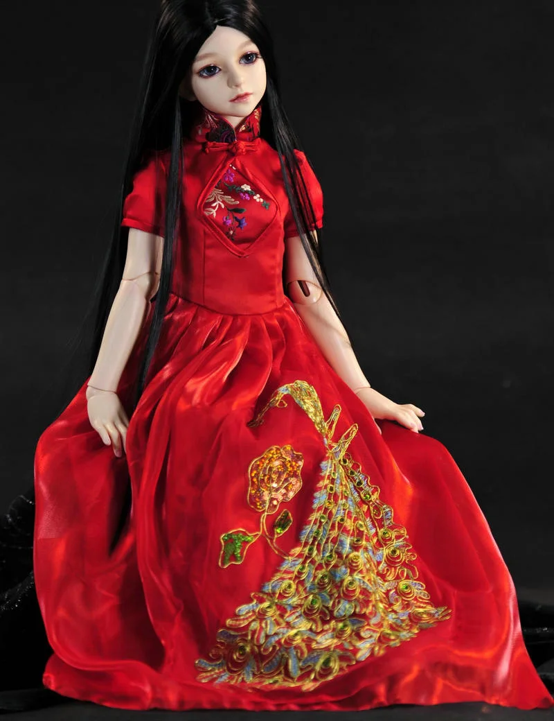 Новая Одежда для кукол ручной работы Золотой павлин красный китайский стиль платье для SD BJD 1/3 платье куклы Одежда для девочек игрушки куклы аксессуары